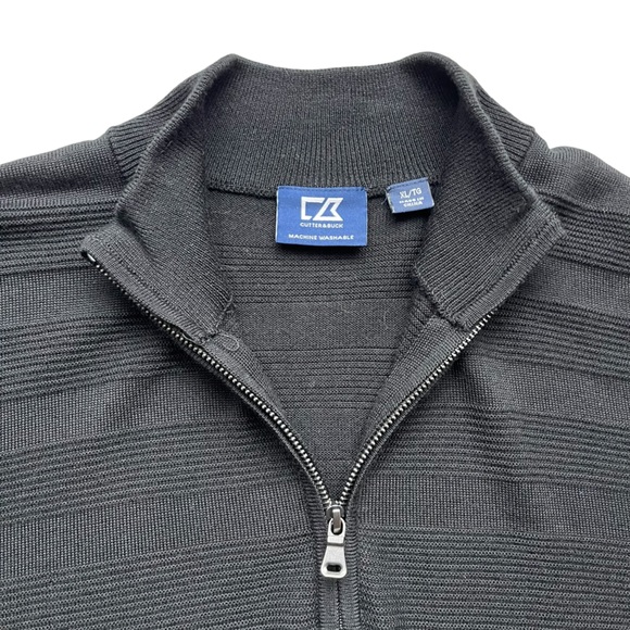 Cutter & Buck Men’s 1/4 Zip Sweater 50% Wool Black XL - Picture 4 of 10